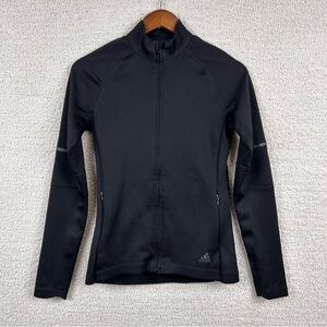 Adidas Jacket Womens XS Black Long Sleeve Training Running Gym‎ Front Zip